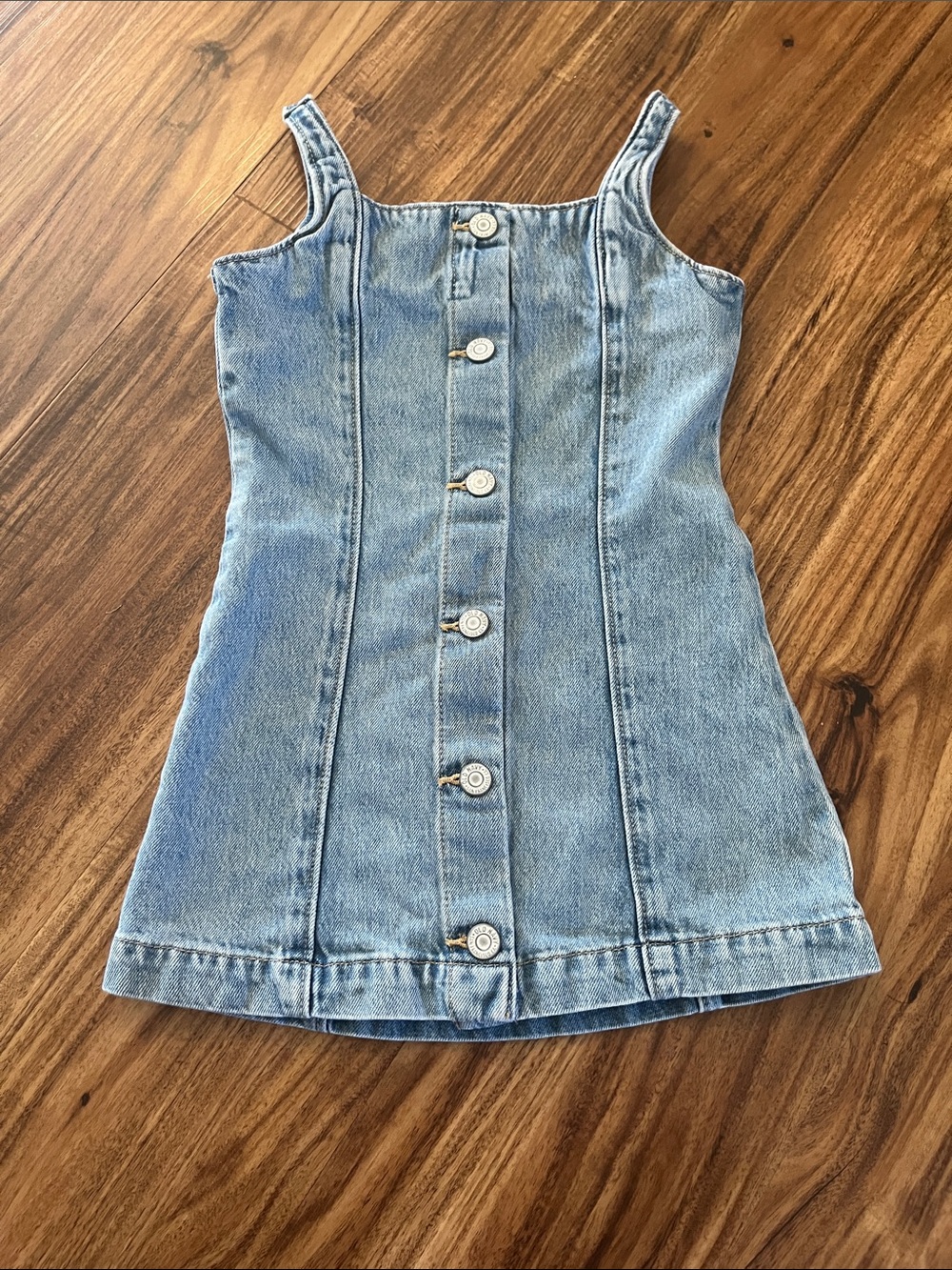 Classic Light Blue Denim Button-Front Kids Dress